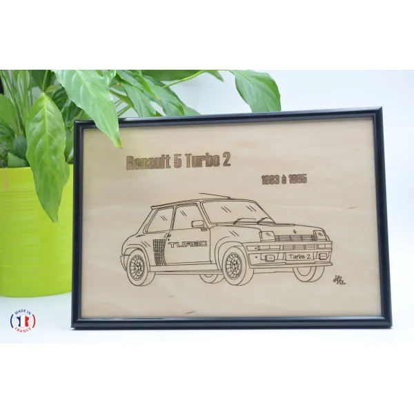 Renault 5 Turbo 2 painting in Finnish birch plywood Finnish birch plywood 5 ply - Au Bois Enchanté
