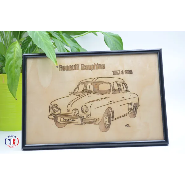 Renault Dauphine painting in Finnish birch plywood Finnish birch plywood 5 ply - Au Bois Enchanté