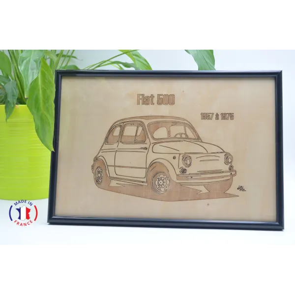 Tableau Fiat 500 en contre-plaqué bouleau finlandais Contre-plaqué bouleau finlandais 5 plis - Au Bois Enchanté