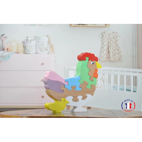 Puzzle en bois poule Bois Hêtre - Au Bois Enchanté