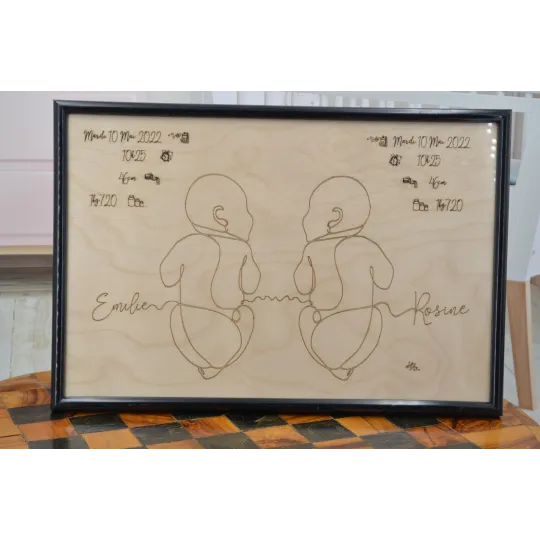 Birth chart with a wooden background 4-ply Finnish birch plywood - Au Bois Enchanté