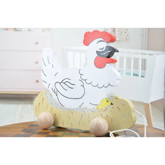 Poule en bois à tirer Bois Hêtre - Au Bois Enchanté