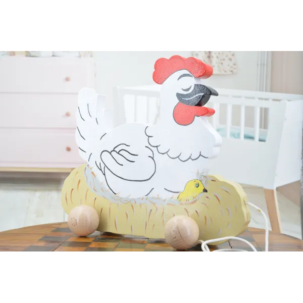 Poule en bois à tirer Bois Hêtre - Au Bois Enchanté