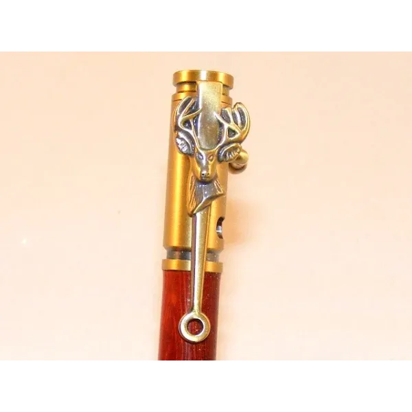 Deer antler pen in Padouk Padouk wood African wood - Au Bois Enchanté